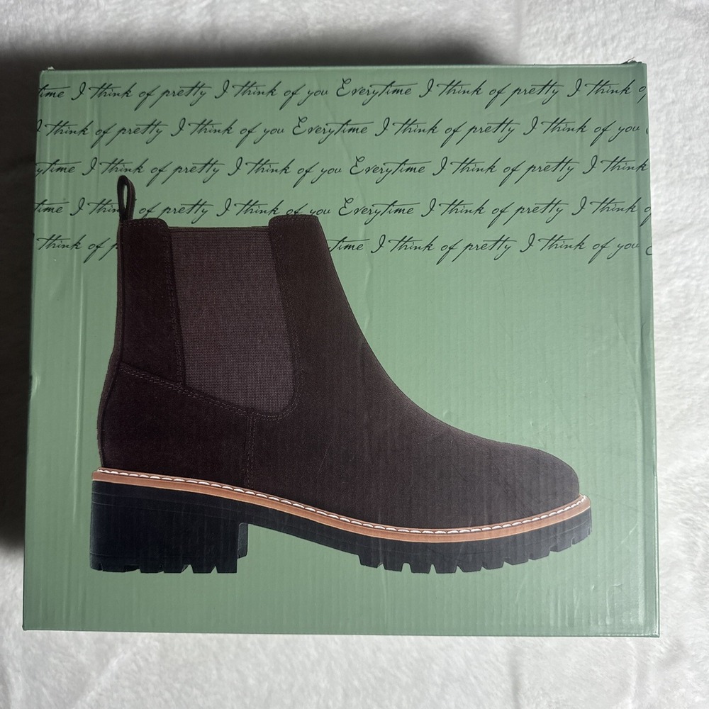 KENSIE Kayla Women Brown Suede Ankle Boots Size 7 KS242101 Lug Sole Side Zip